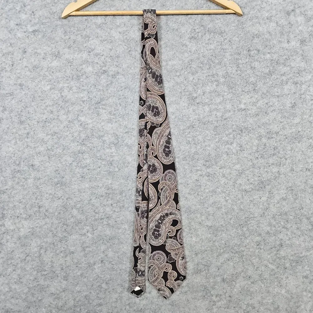 Pure‎ Silk by Wembley Tie Dark Paisley USA Made 57x4 Vintage Preppy Designer